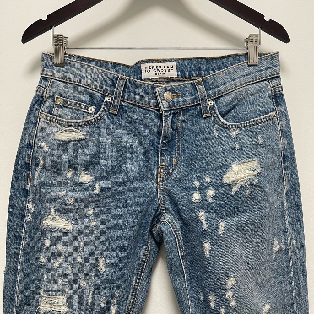 Derek Lam Mika Mid Rise Girlfriend Distressed Blue Jean Size 26 - Picture 3 of 14